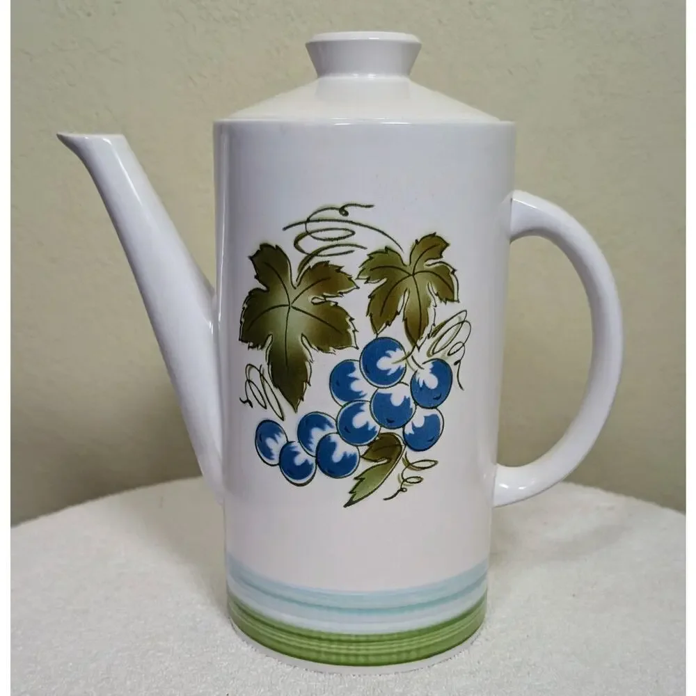 Harmony House, Blue Grapes, Ironstone, 4265, Mid Century Modern, Coffee Pot